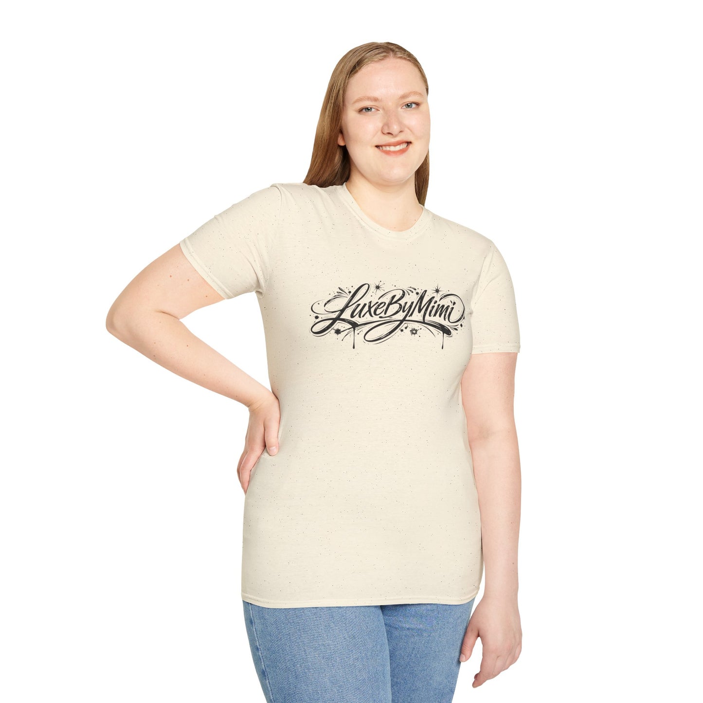 LuxeByMimi Script Tee — Elegant Calligraphy Logo T-Shirt