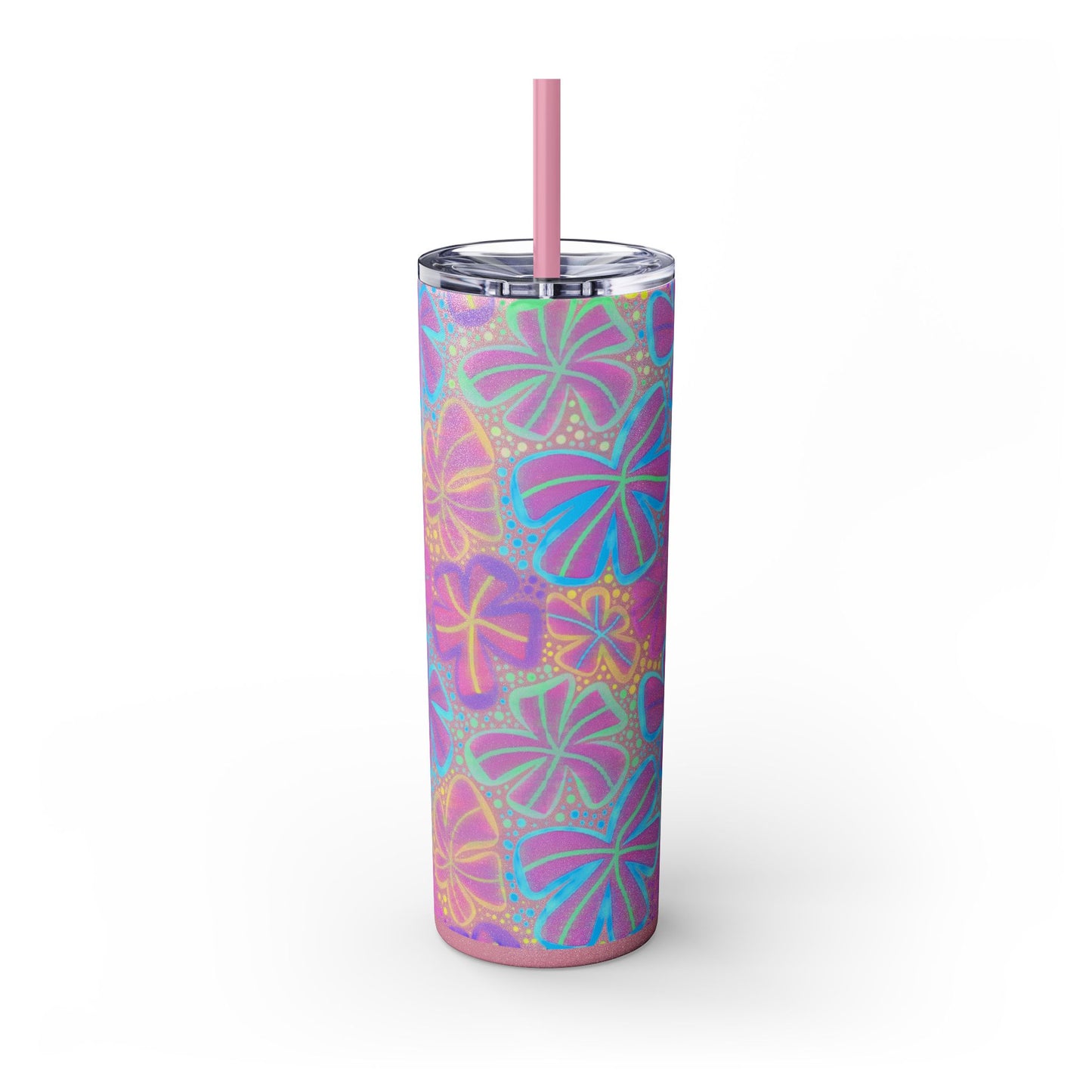 Pastel Butterfly Tumbler, 20oz Drinkware, Spring Decor, Cute Gift for Her, Eco-Friendly Cup, Floral Water Bottle