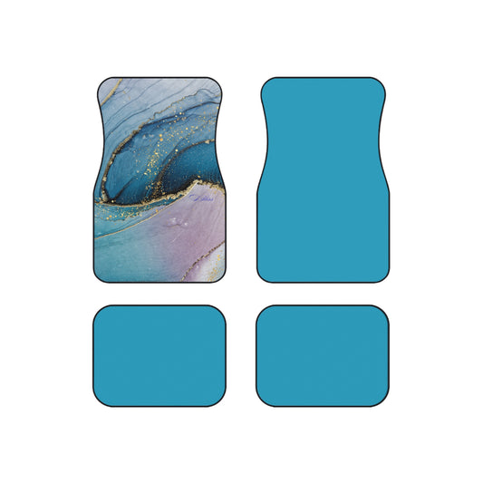 Elegant Blue Marble Car Mats, Luxe Vehicle Accessories, Custom Auto Mats, Stylish Car Interior Decor, Ocean-Inspired Floor Mats