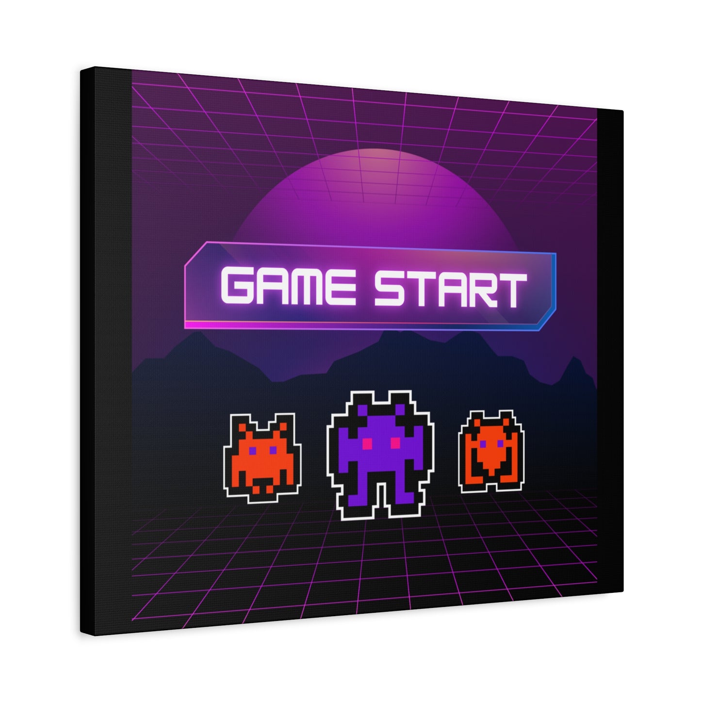 Retro Game Start Canvas Art Print | 80s Gaming Wall Decor, Gamer Gift, Pixel Art, Nostalgic Artwork, Home Decor