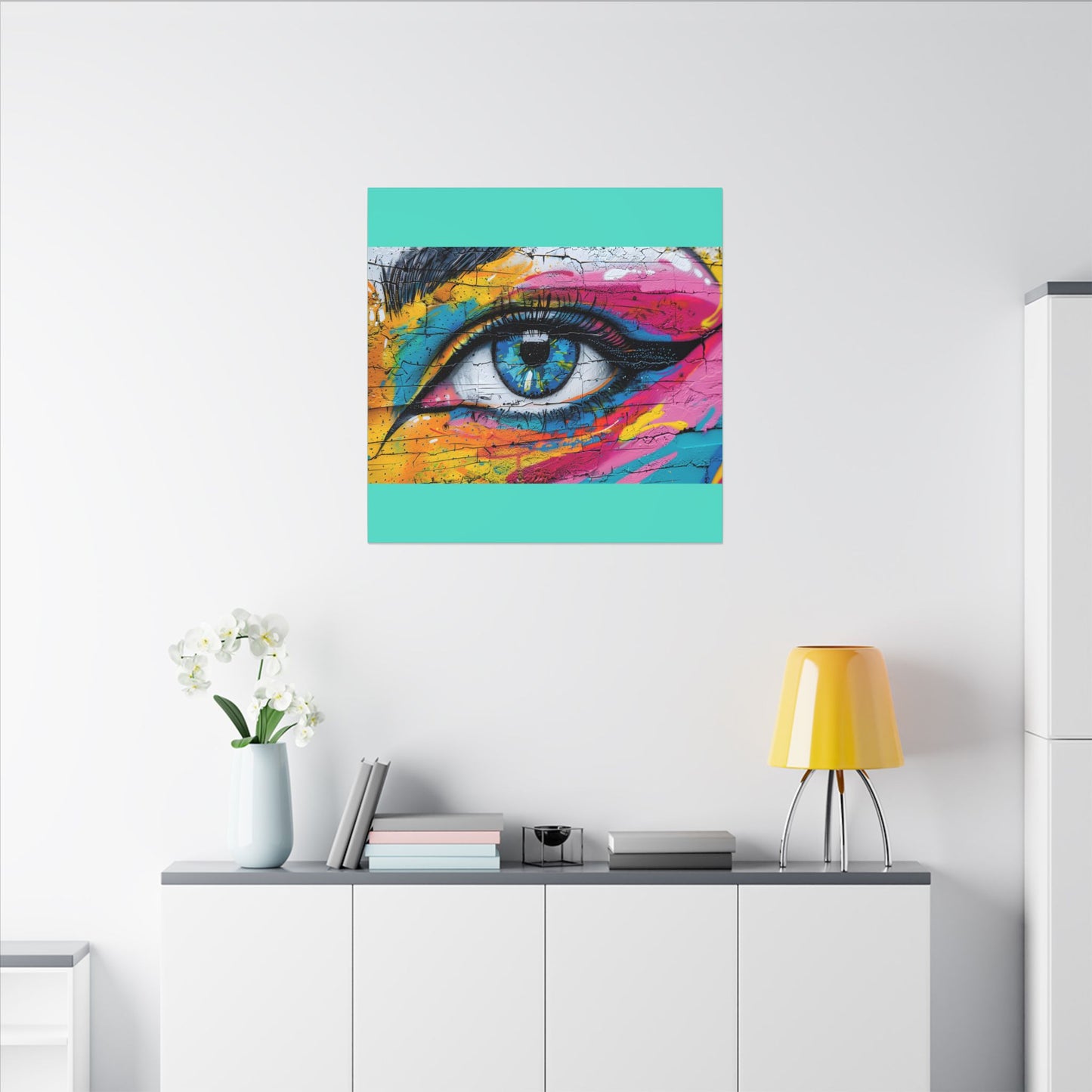 Colorful Eye Street Art Matte Canvas Print