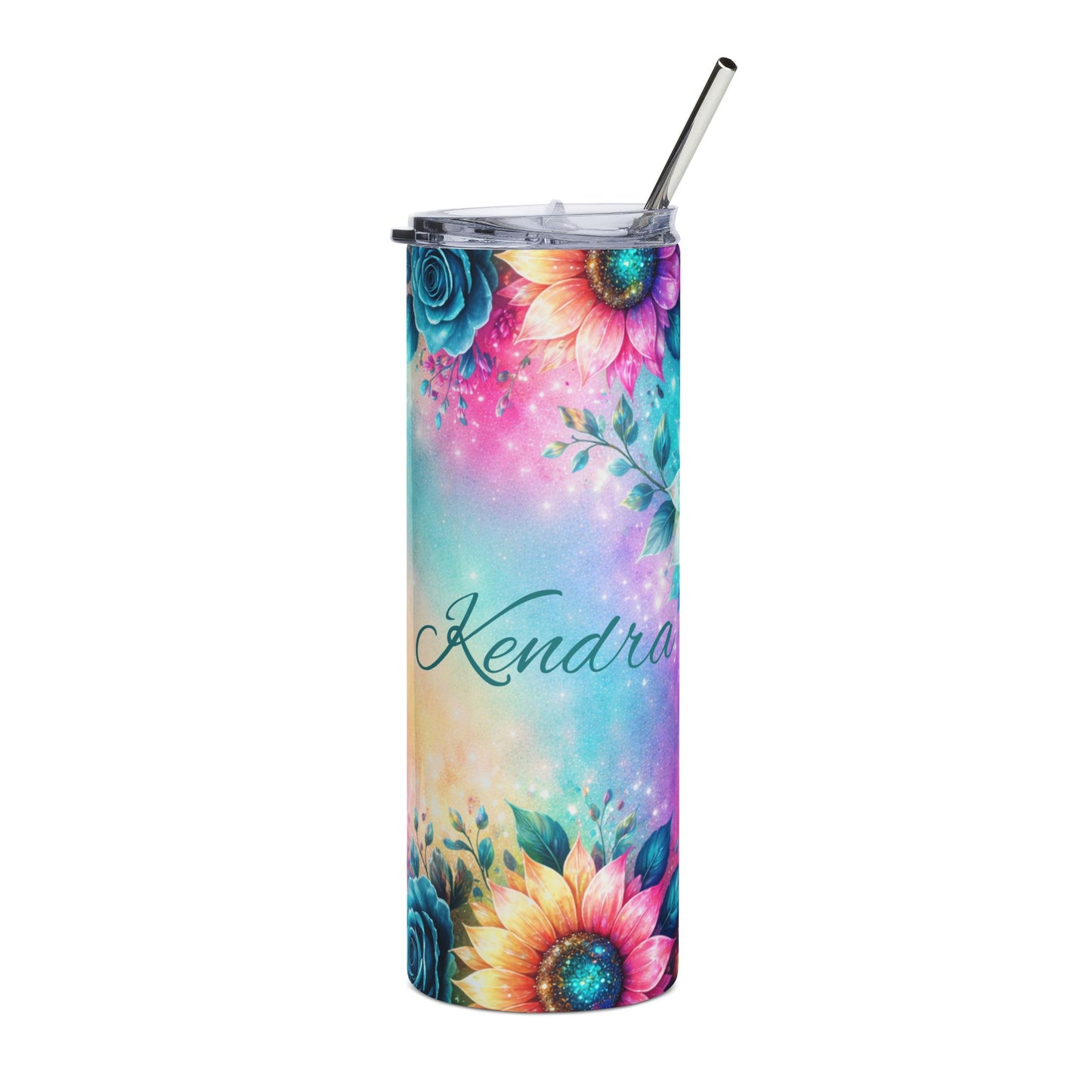 Custom Colorful Floral Galaxy Tumbler | 20oz Stainless Steel Travel Tumbler