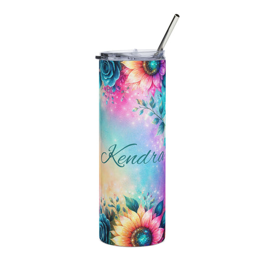 Custom Colorful Floral Galaxy Tumbler | 20oz Stainless Steel Travel Tumbler