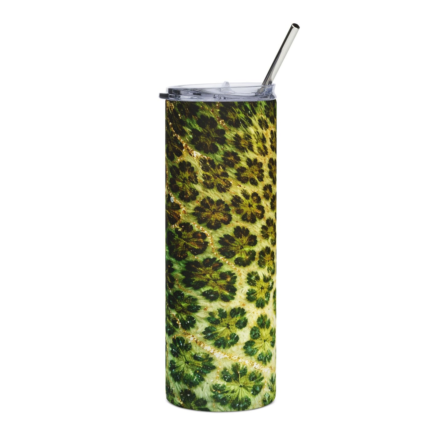 20oz Leopard Print Stainless Steel Tumbler – Green Cheetah Travel Cup