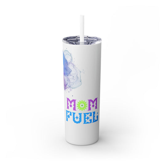 Mom Fuel Skinny Tumbler, 20oz Travel Cup, Gift for Moms, Fun Drinkware for Mothers, Perfect for Coffee and Tea