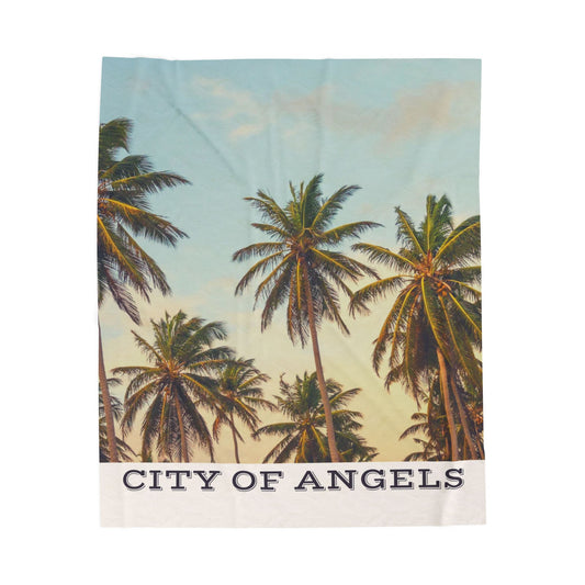 Cozy City of Angels Velveteen Plush Blanket, Soft Throw for Home, Beach Blanket, Travel Companion, Gift for Friends
