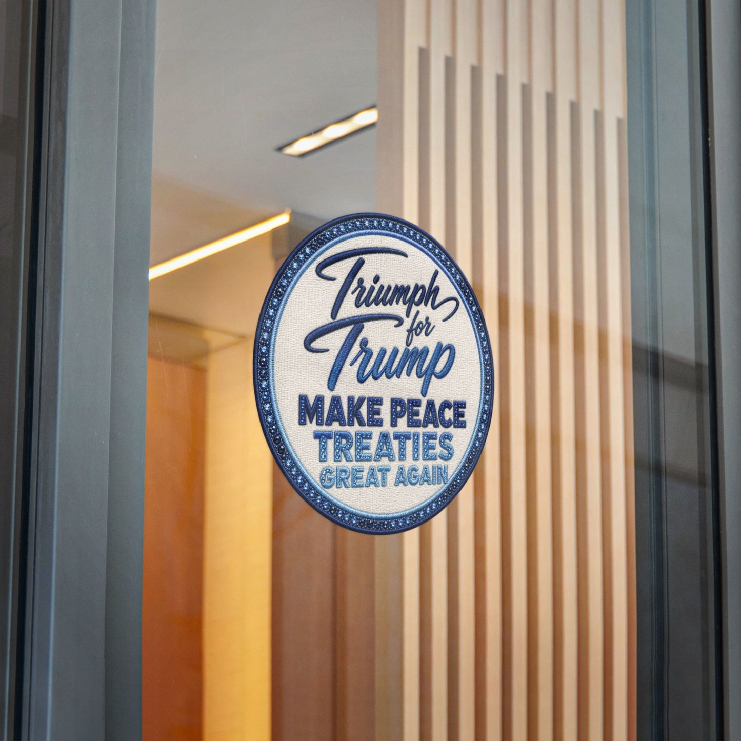 Die-Cut Sticker — "Triumph for Trump: Make Peace Treaties Great Again"