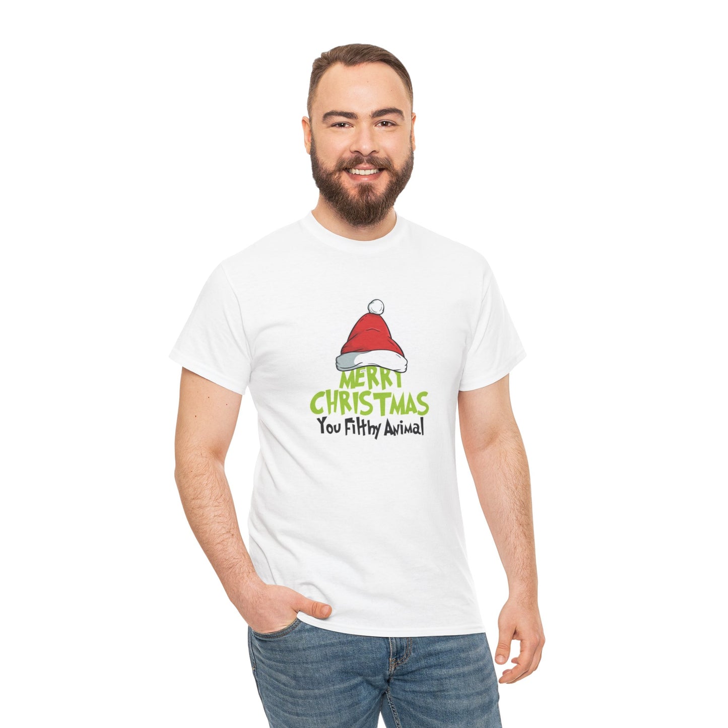Funny Holiday Tee, Merry Christmas You Filthy Animal, Unisex Tee, Christmas Gift, Holiday Apparel, Festive Shirt, Party Wear