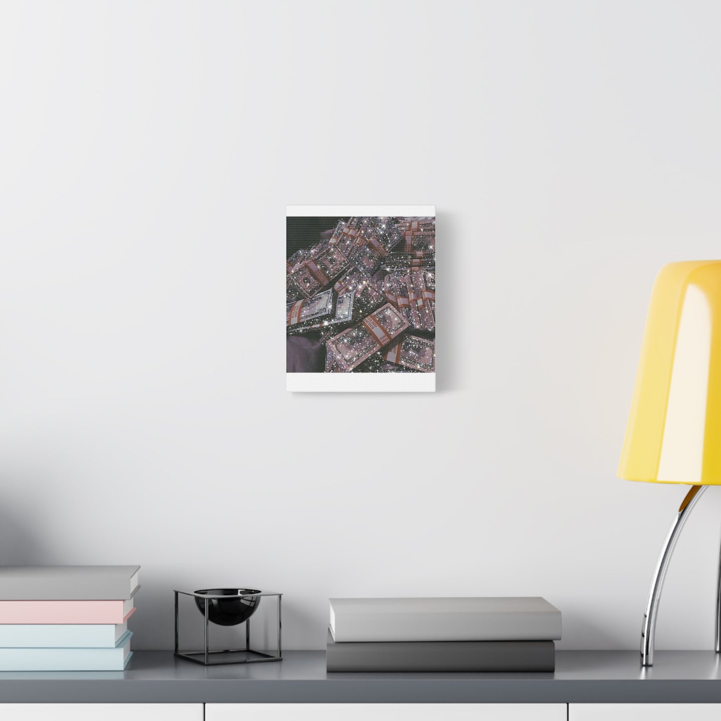 Sparkling Money Canvas Art, Glittery Wall Decor for Home, Modern Art Piece, Gift for Art Lovers, Chic Office Decor, Unique Wall Hanging