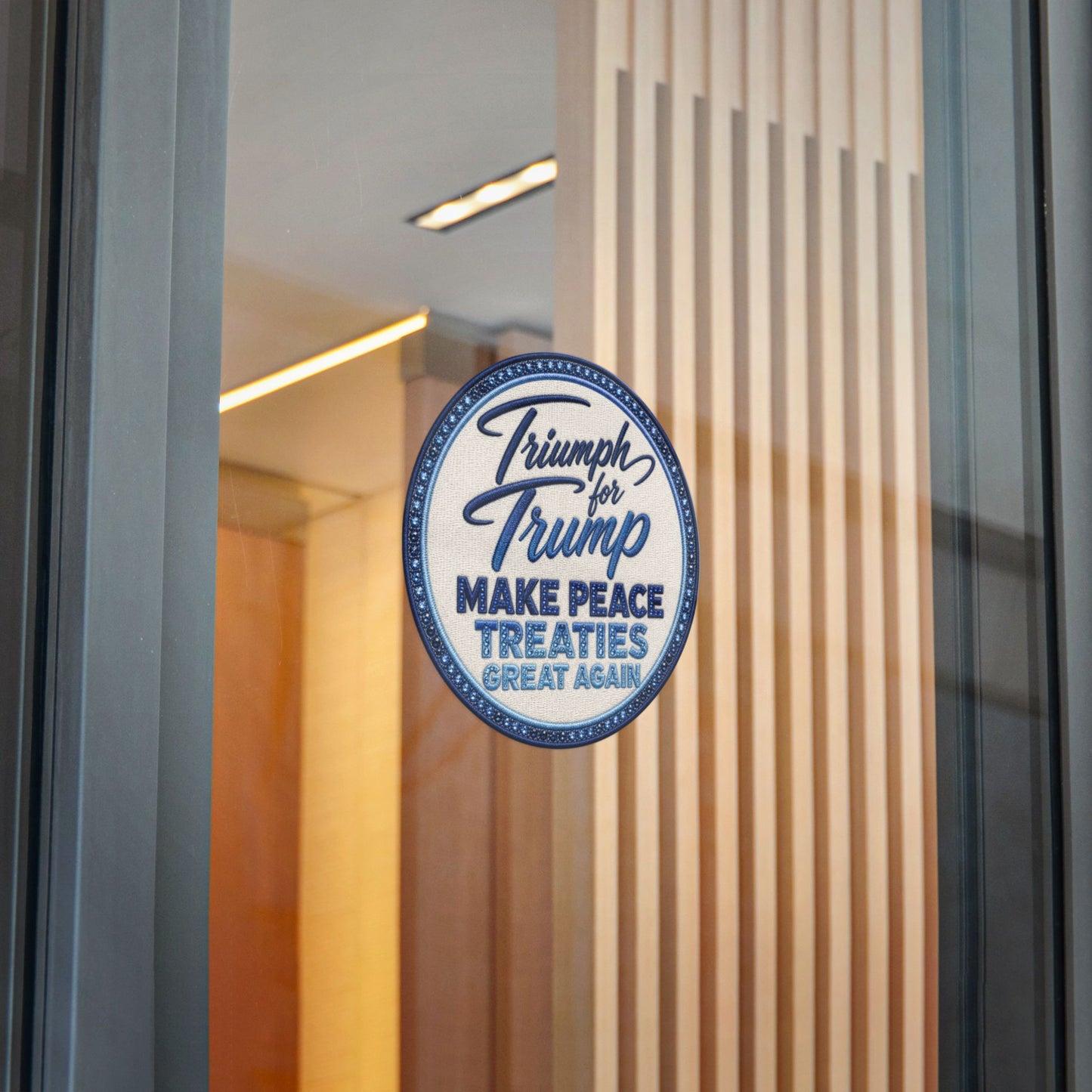 Die-Cut Sticker — "Triumph for Trump: Make Peace Treaties Great Again"
