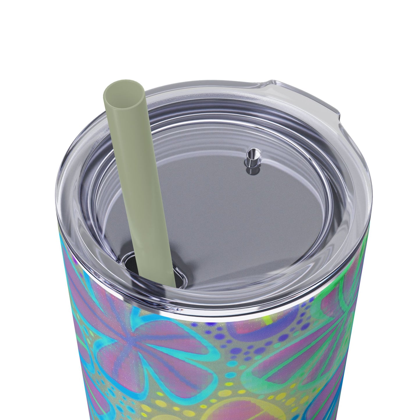 Pastel Butterfly Tumbler, 20oz Drinkware, Spring Decor, Cute Gift for Her, Eco-Friendly Cup, Floral Water Bottle