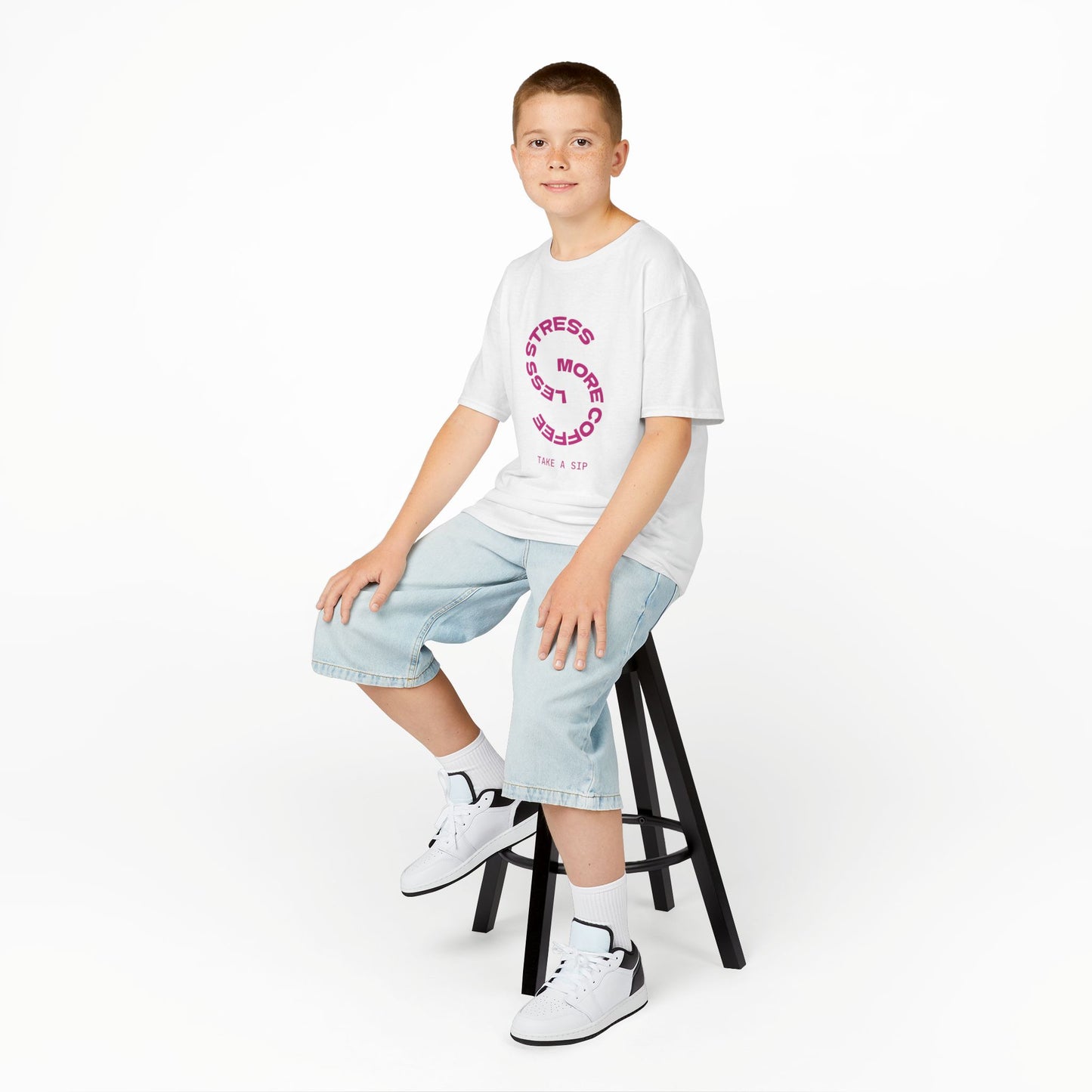 Kids' Coffee Vibes Tee - 'Less Stress, More Coffee'