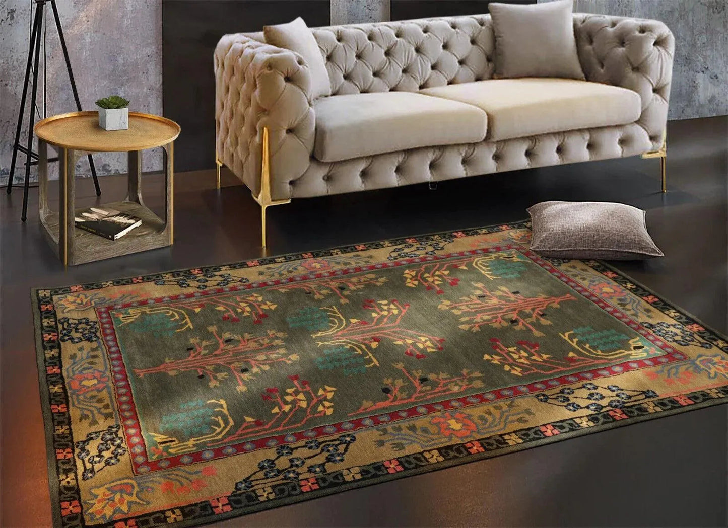 Multi Sizes Donegal Arts & Crafts Handmade 100% Wool Oriental Area Rug Gray/Green Color-2