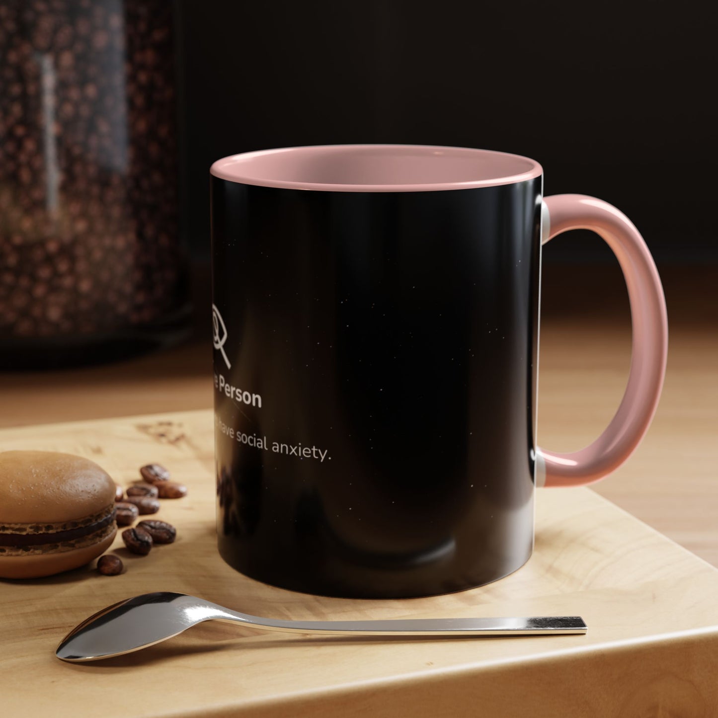 Sensitive Person Social Anxiety Coffee Mug - Black Accent, Gift for Introverts, Social Anxiety Humor, Unique Mug for Tea Lovers, Thoughtful Present