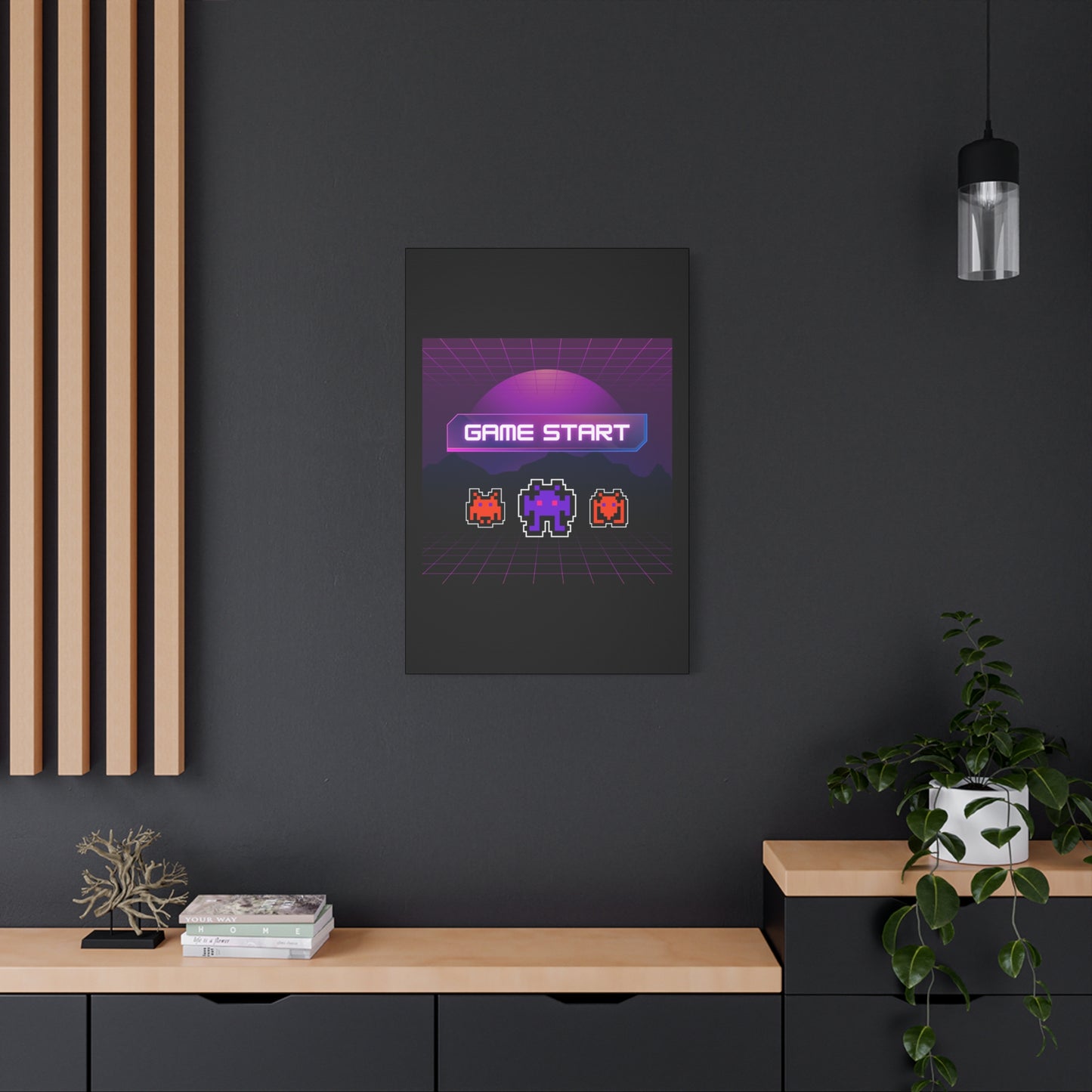 Retro Game Start Canvas Art Print | 80s Gaming Wall Decor, Gamer Gift, Pixel Art, Nostalgic Artwork, Home Decor