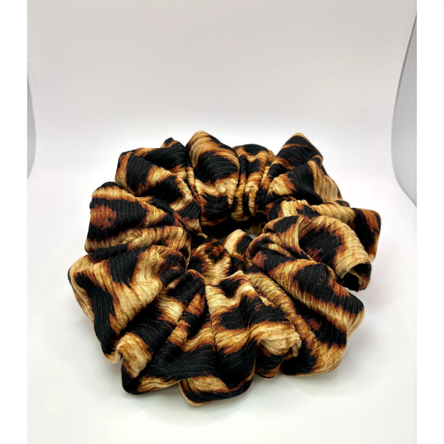 Brown Cheetah Ribbed Scrunchie