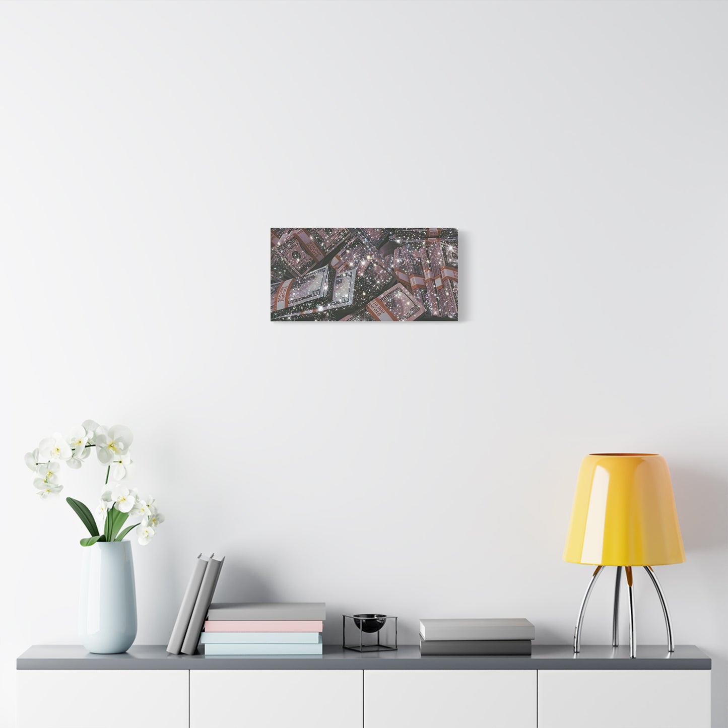 Sparkling Money Canvas Art, Glittery Wall Decor for Home, Modern Art Piece, Gift for Art Lovers, Chic Office Decor, Unique Wall Hanging