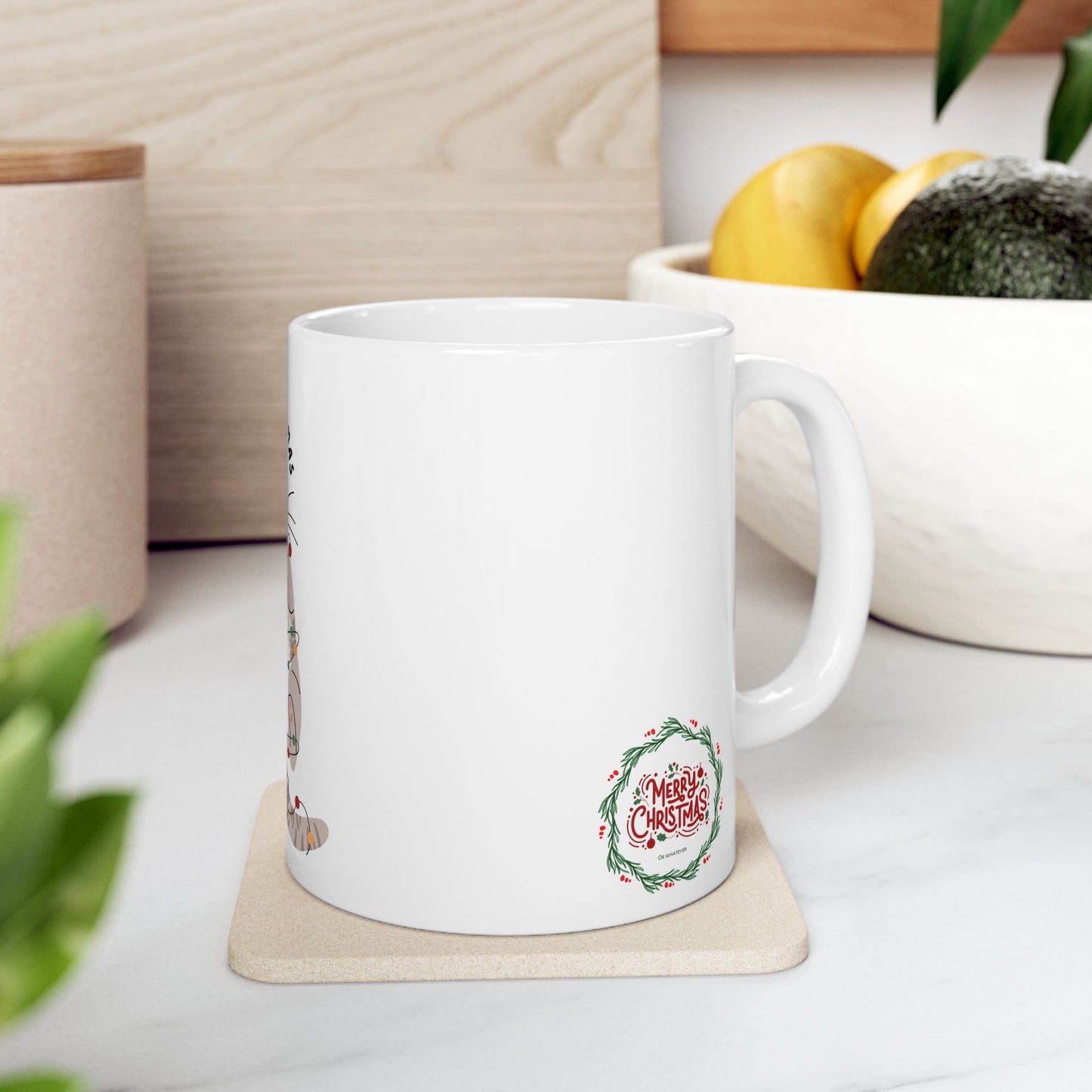 Meowy Christmas Merry Christmas Cat Mug, Cute Kitty Coffee Cup, Holiday Drinkware, Cat Lover Gift, Festive Ceramic Mug