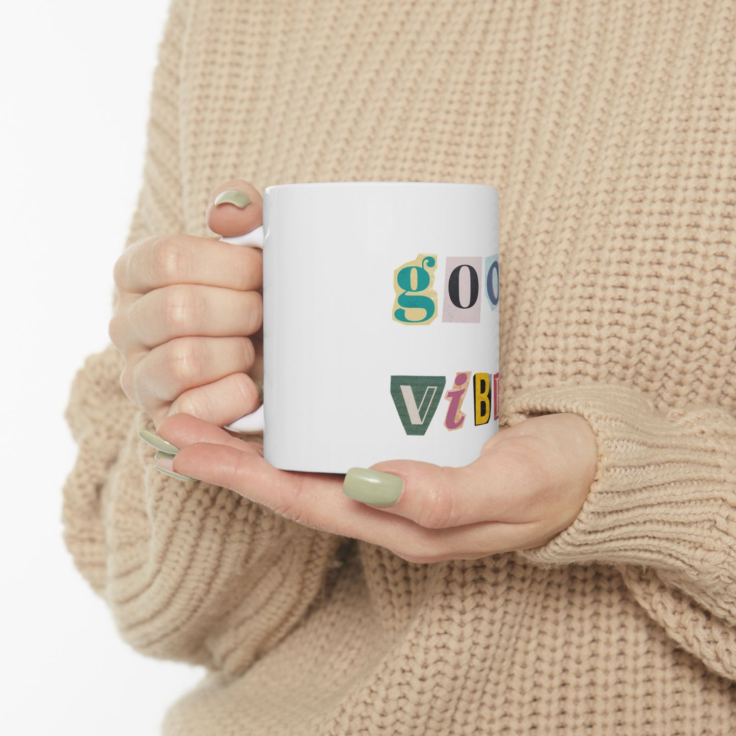 Good Vibes Ceramic Mug - 11oz & 15oz, Colorful Drinkware for Coffee Lovers, Unique Gift for Birthdays, Home Office, or Relaxation