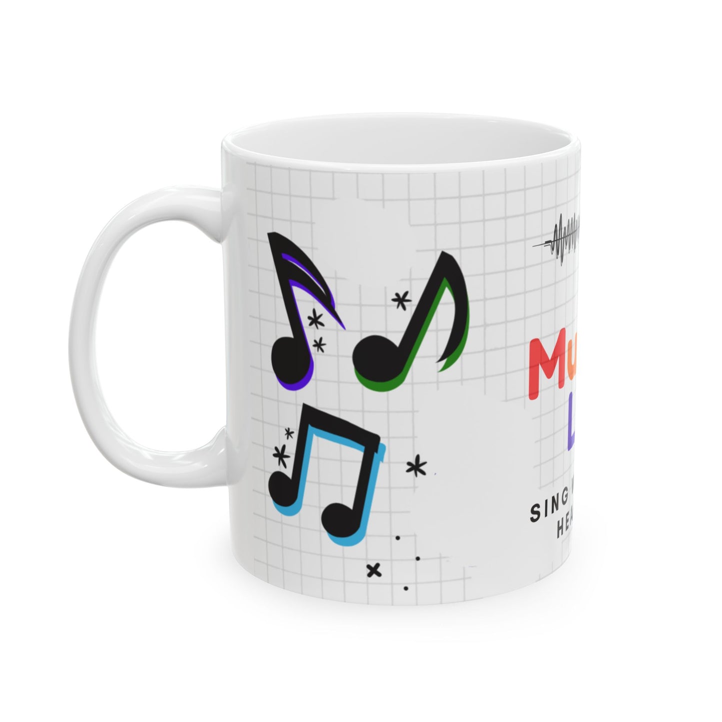 Music is Life Ceramic Mug | Unique Gift for Music Lovers, Birthday, Home Decor, Music Notes Coffee Mug