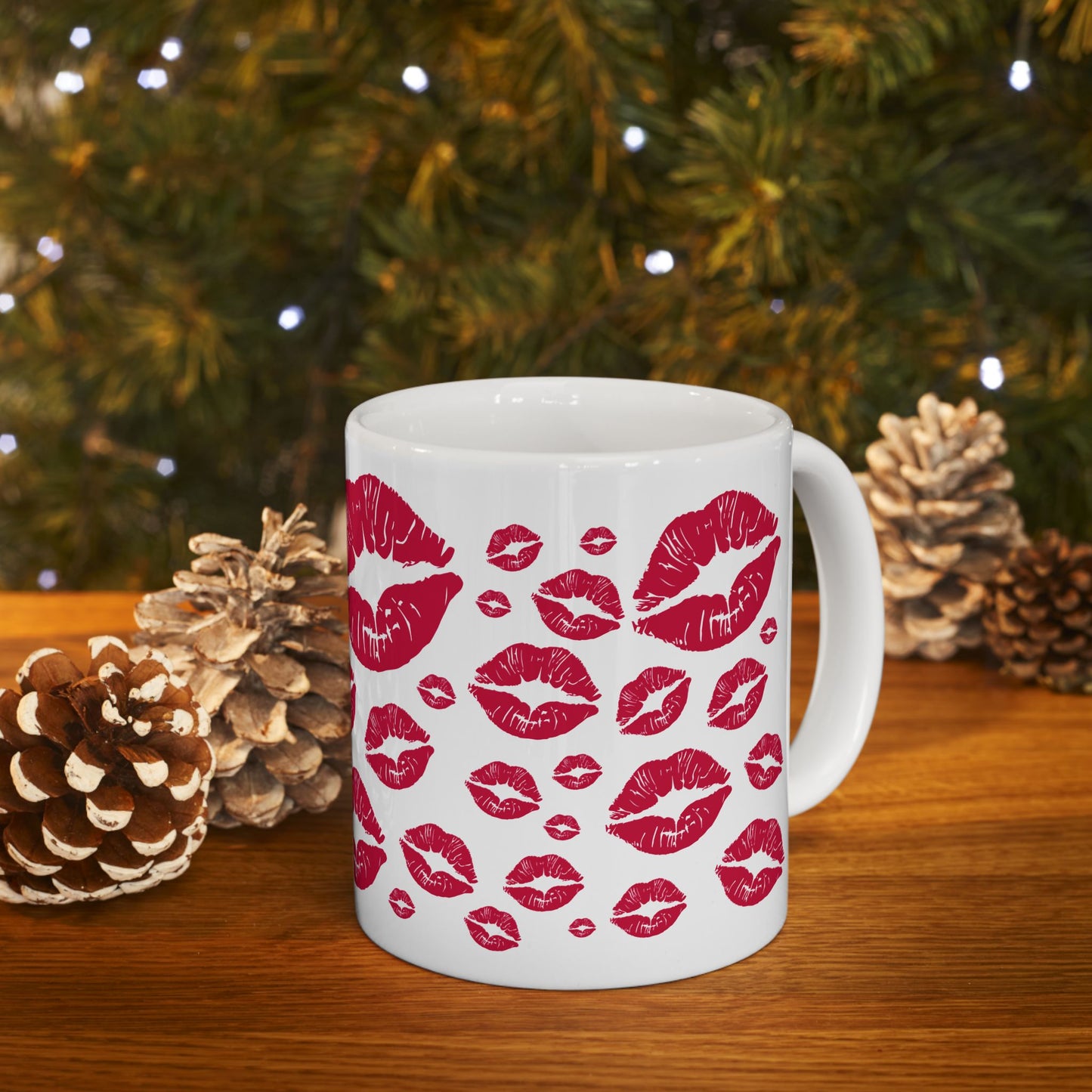 Romantic Kiss Print Ceramic Mug, Perfect for Valentine's Day Gift, Couples Coffee Mug, Lip Print Tea Cup, Cute Kitchen Decor