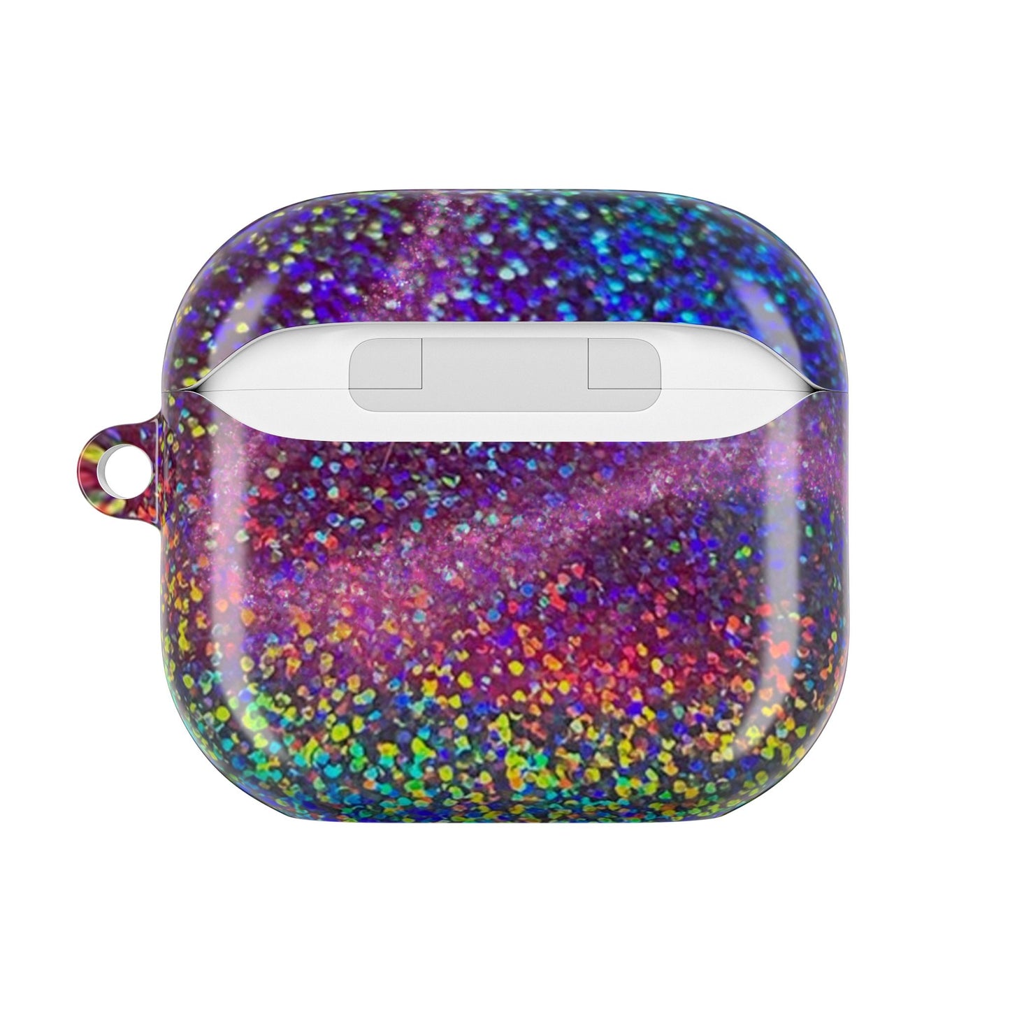 Holographic Rainbow Glitter Print Earbud Case - Personalized Name Option