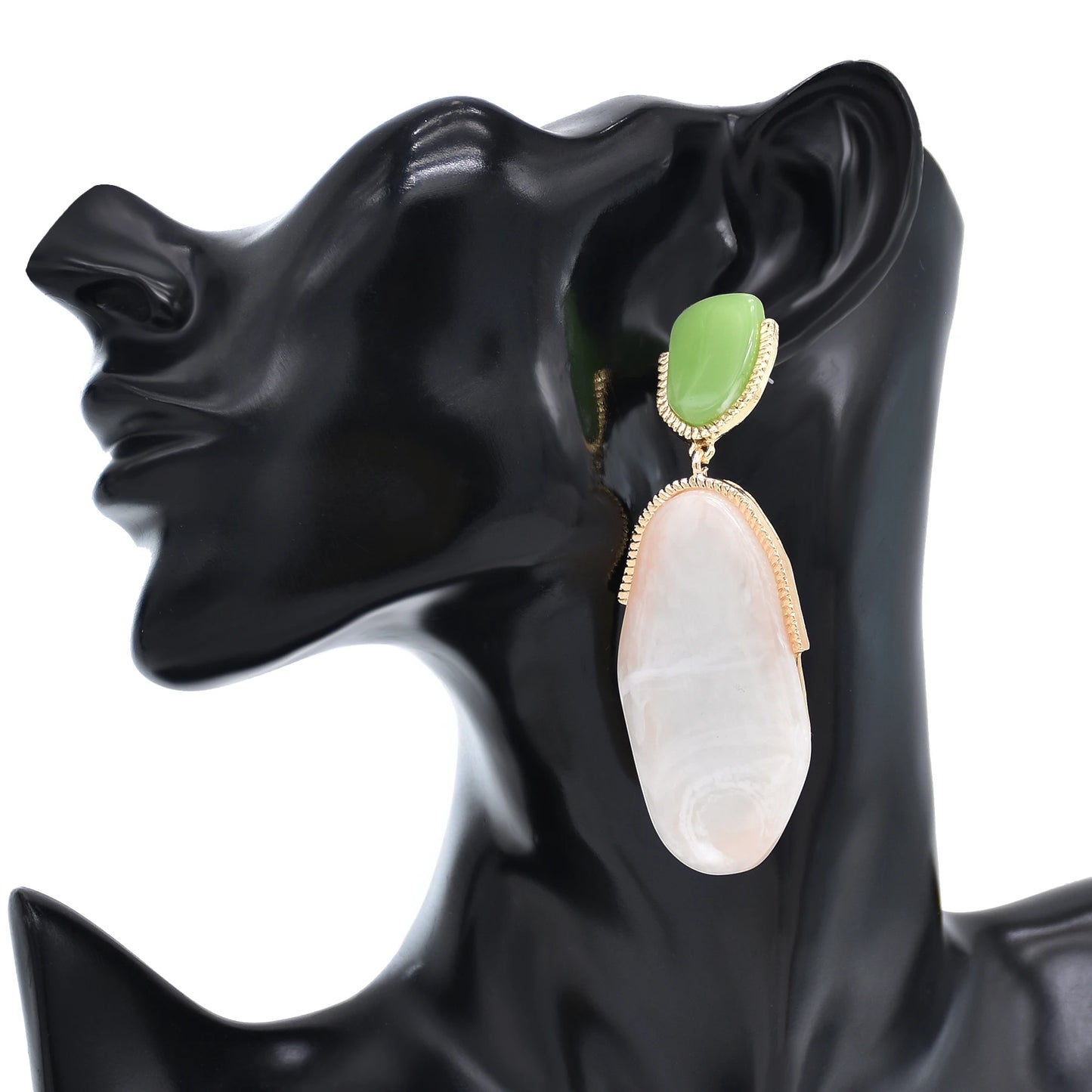 White Irregular Acrylic Imitation Stone Pendant Earrings for Women Fashion Exaggerated Big Geometric Earings Summer Jewelry Gift