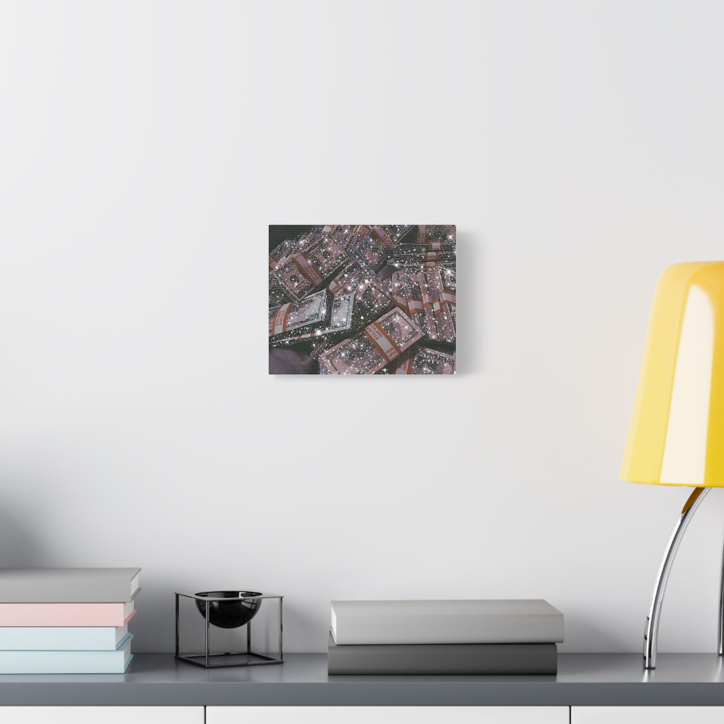 Sparkling Money Canvas Art, Glittery Wall Decor for Home, Modern Art Piece, Gift for Art Lovers, Chic Office Decor, Unique Wall Hanging