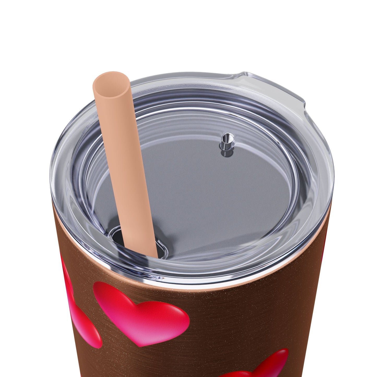 Gepasmaakte Glitter 20oz Dun Tumbler met Pienk Hartpatroon — [Jou Naam Hier]