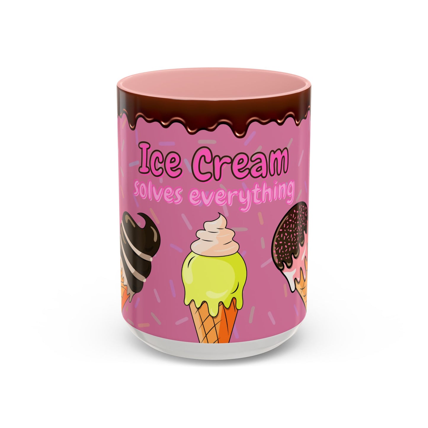 Ice Cream Solves Everything Coffee Mug - Fun Beverage Cup for Ice Cream Lovers, Gift for Holidays, Birthday, Summer