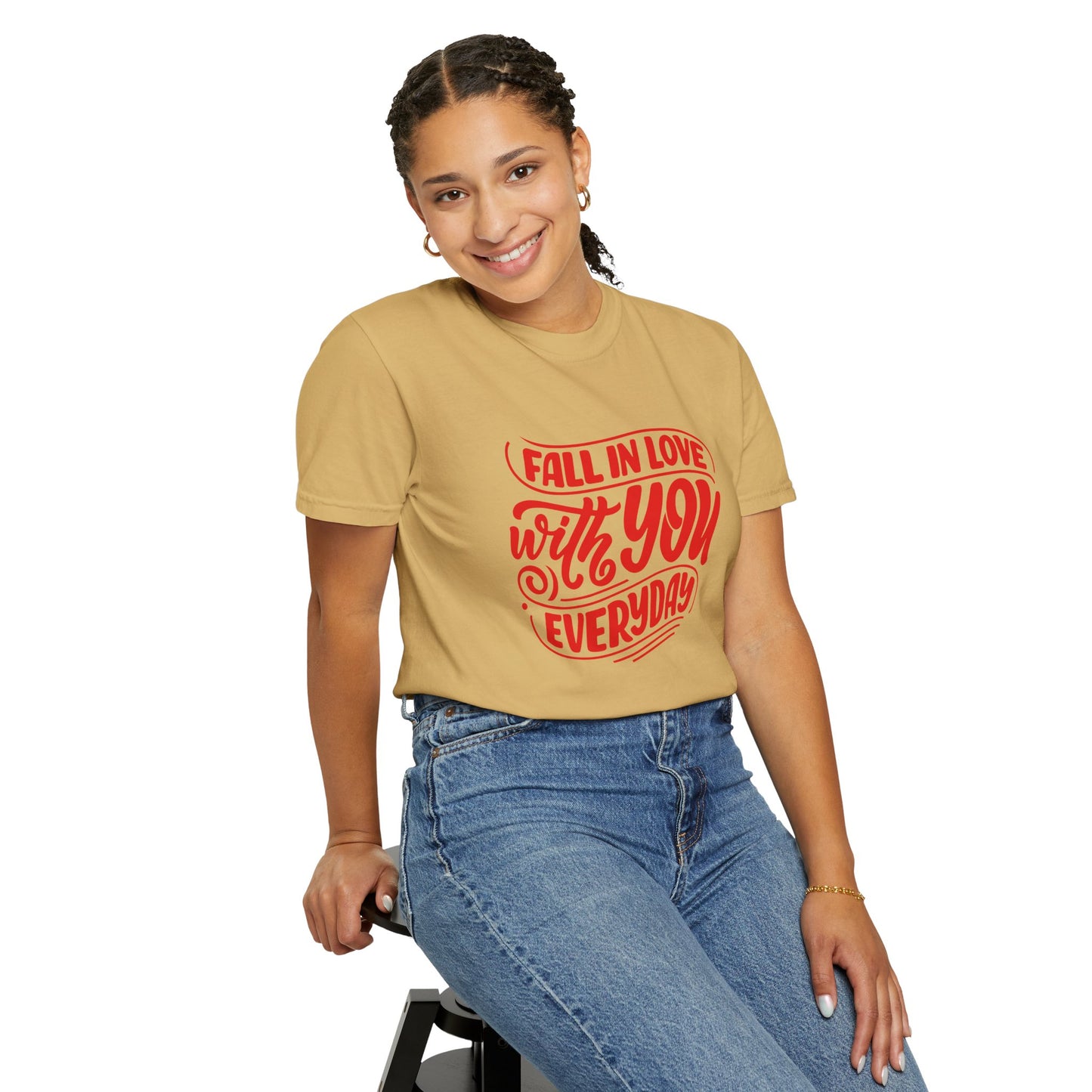 Fall in Love with YOU Quote T-shirt for Couples, Valentine's Day, Gifts for Him/Her, Casual Everyday Wear, Comfortable Unisex Tee