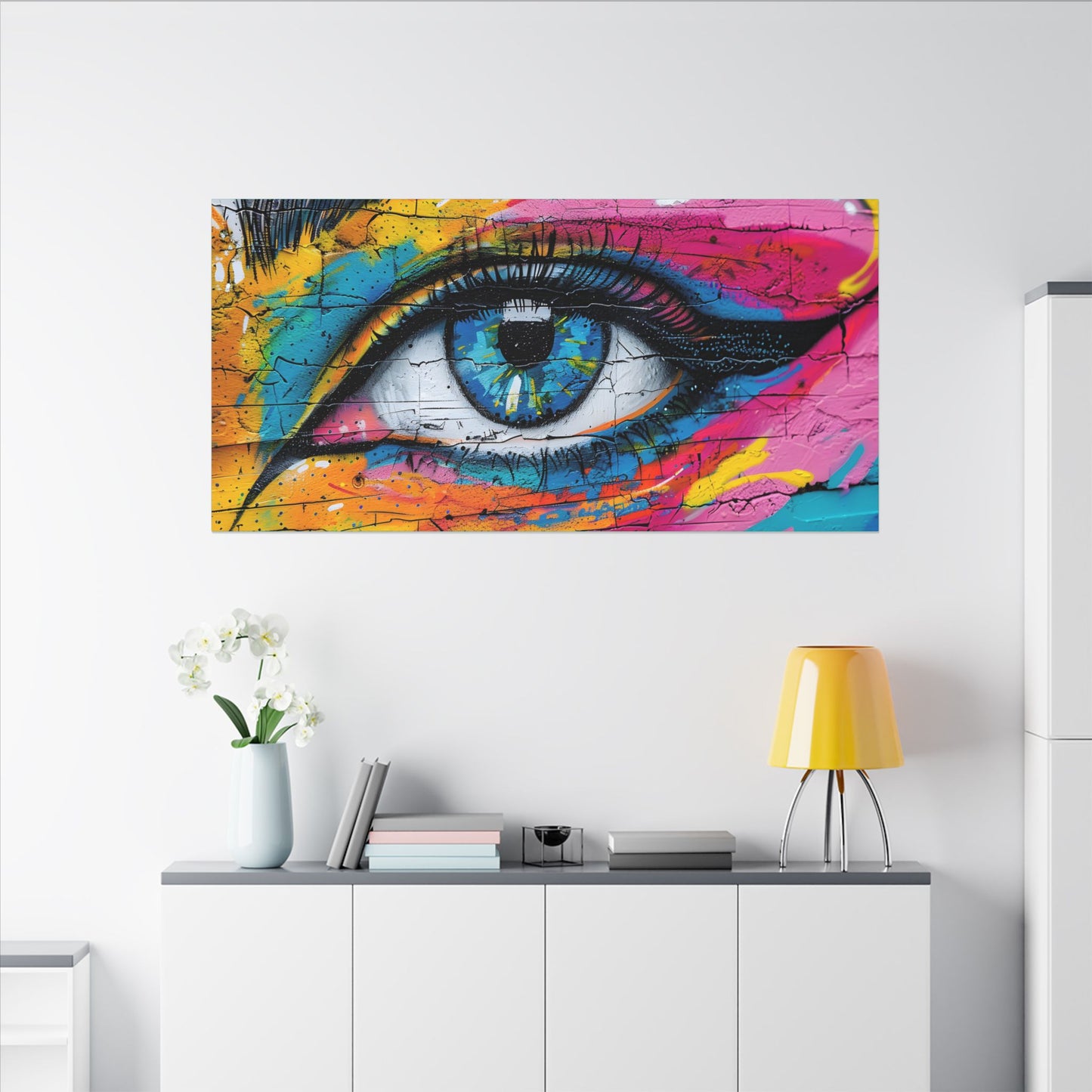 Colorful Eye Street Art Matte Canvas Print