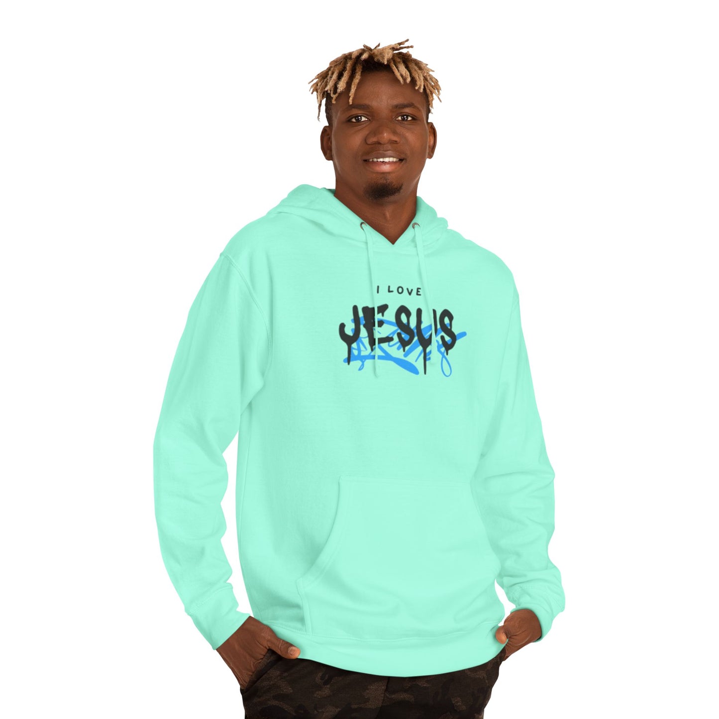 I Love Jesus Unisex Hooded Sweatshirt - Faithful Inspirational Apparel