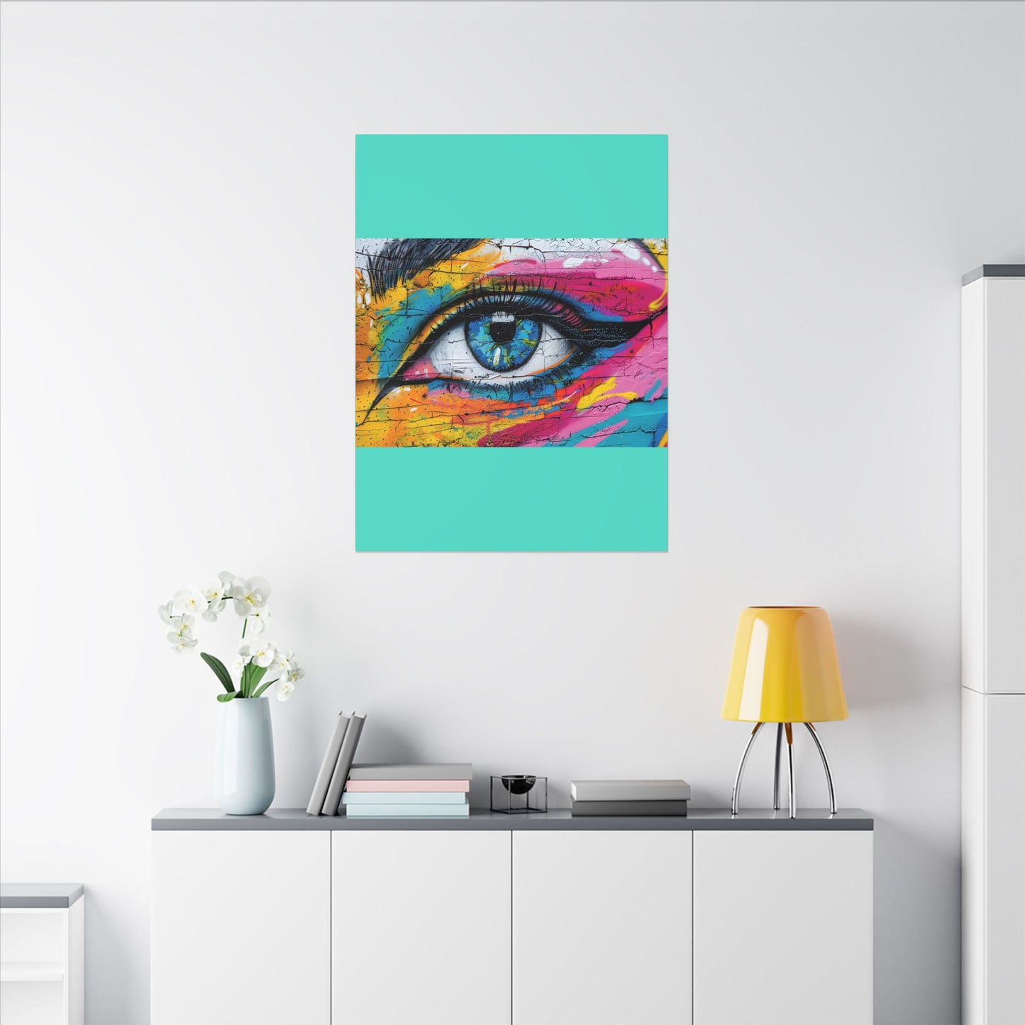 Colorful Eye Street Art Matte Canvas Print