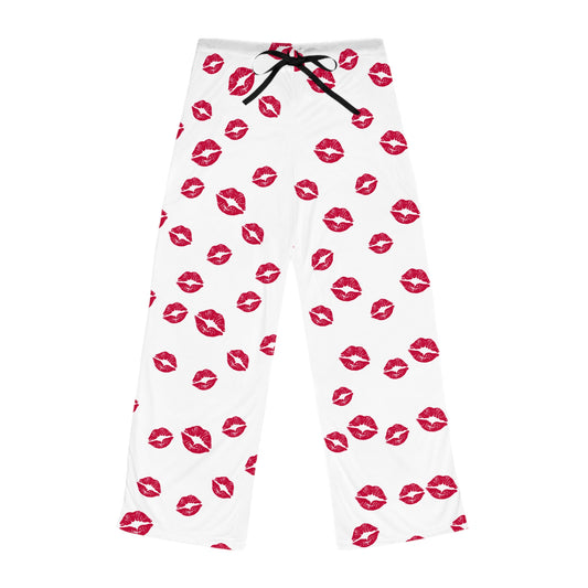 Cutest Kiss Print Women's Pajama Pants: Flirty Loungewear for Sleepovers, Valentine's Day, Cozy Nights, and Relaxing