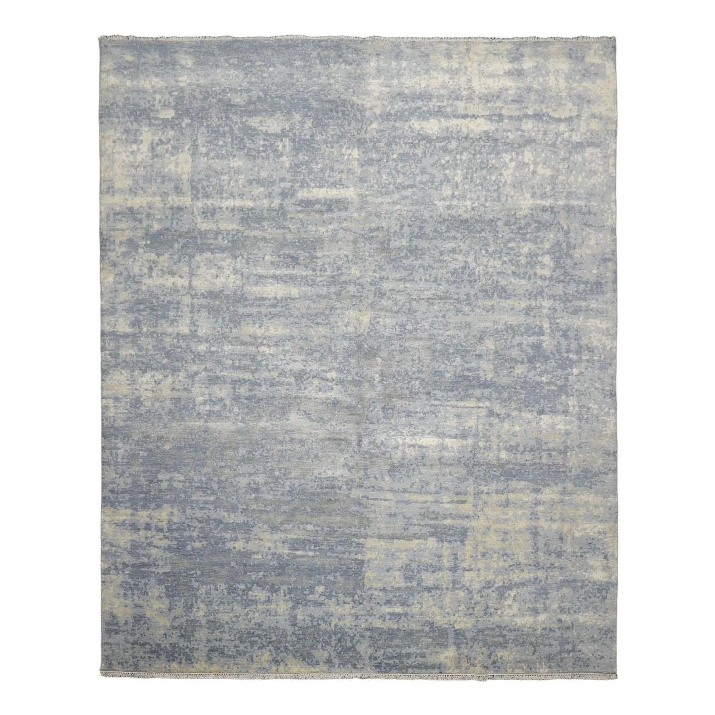 8x10 Slate, Gray Hand Knotted Wool and Silk Sherpa Design Tibetan Oriental Area Rug-1