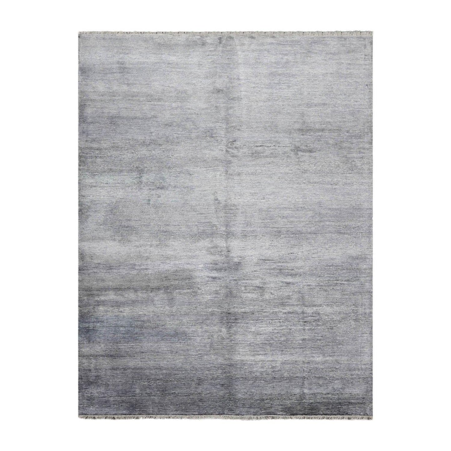 7’11"x10’9" Hand Knotted 100% Bamboo Silk Modern Tibetan Oriental Area Rug Gray-1