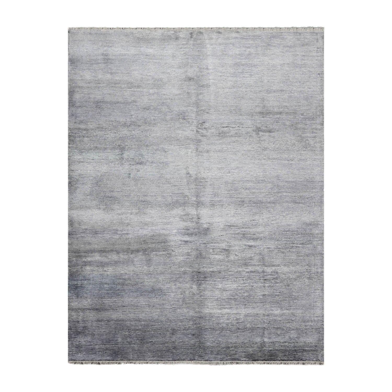 7’11"x10’9" Hand Knotted 100% Bamboo Silk Modern Tibetan Oriental Area Rug Gray-1