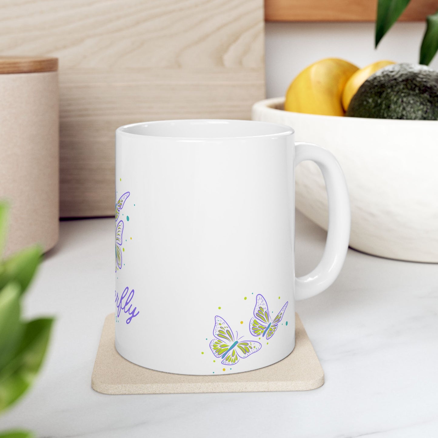 Butterfly Kisses Ceramic Mug | Butterfly Lover Gift, Cute Tea Cup, Nature Decor, Butterfly Enthusiast, Mother's Day Gift, Eco-Friendly