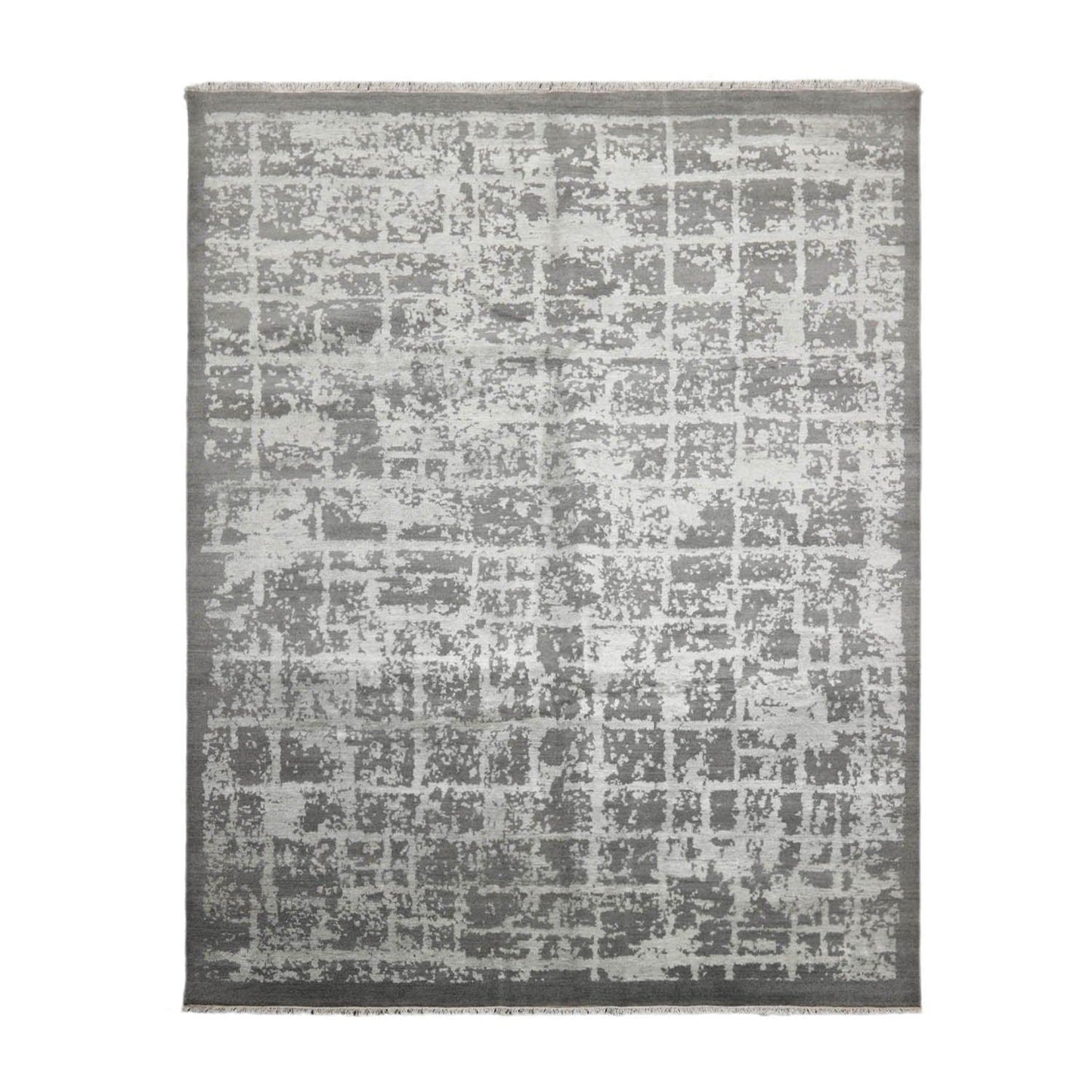 8’1" x 10’2"Hand Knotted Wool & Silk Tibetan Sherpa Oriental Area Rug Gray-1