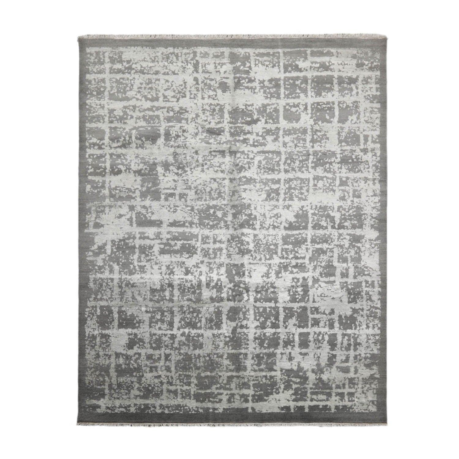 8’1" x 10’2"Hand Knotted Wool & Silk Tibetan Sherpa Oriental Area Rug Gray-1