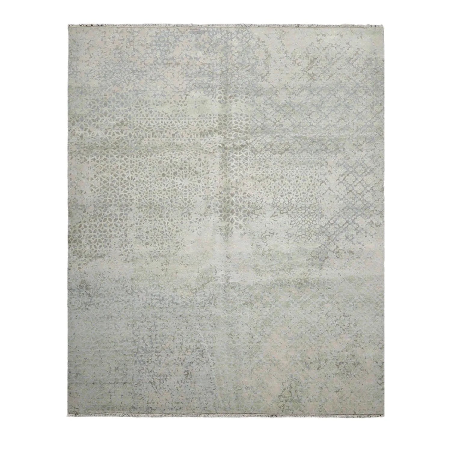8’ x 10’ Hand Knotted Wool & Silk Tibetan Sherpa Oriental Area Rug Beige-1