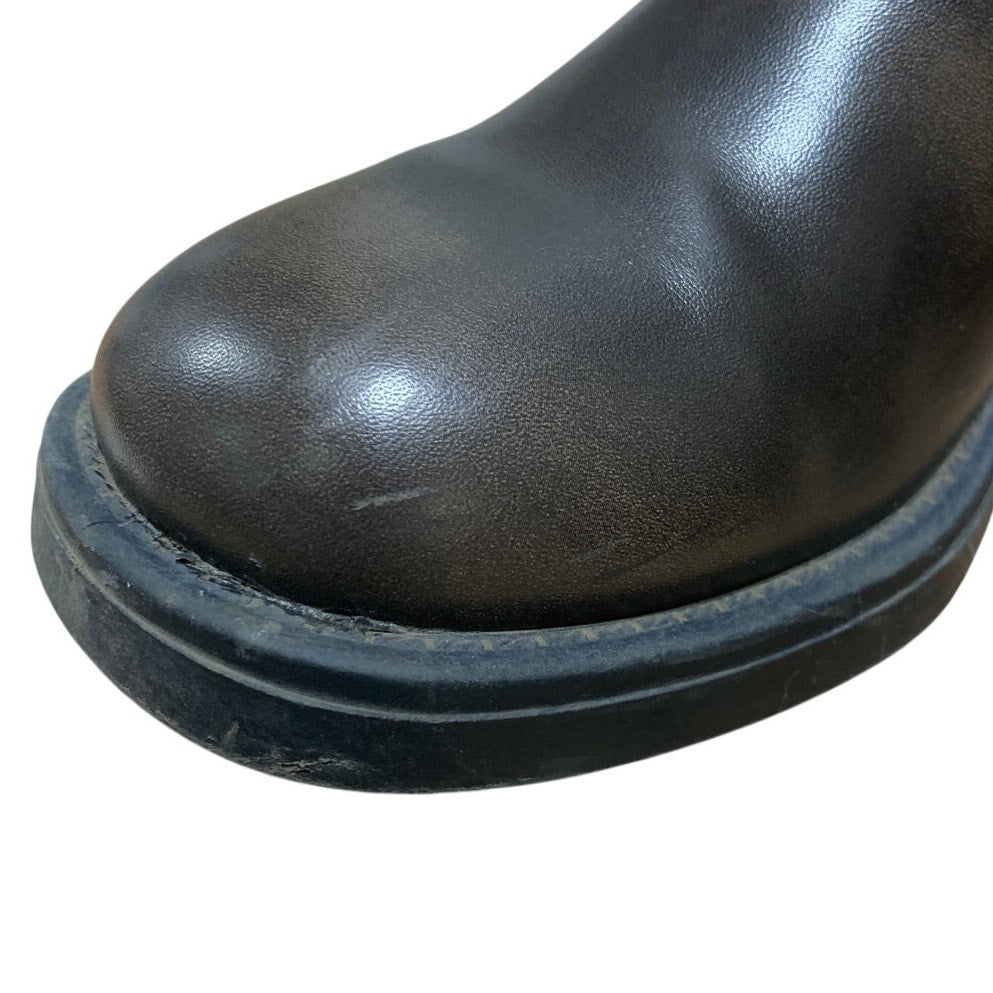 Aminugal Womens Size 7.5 Brown Faux Leather Knee High Square Toe Pull On Boots