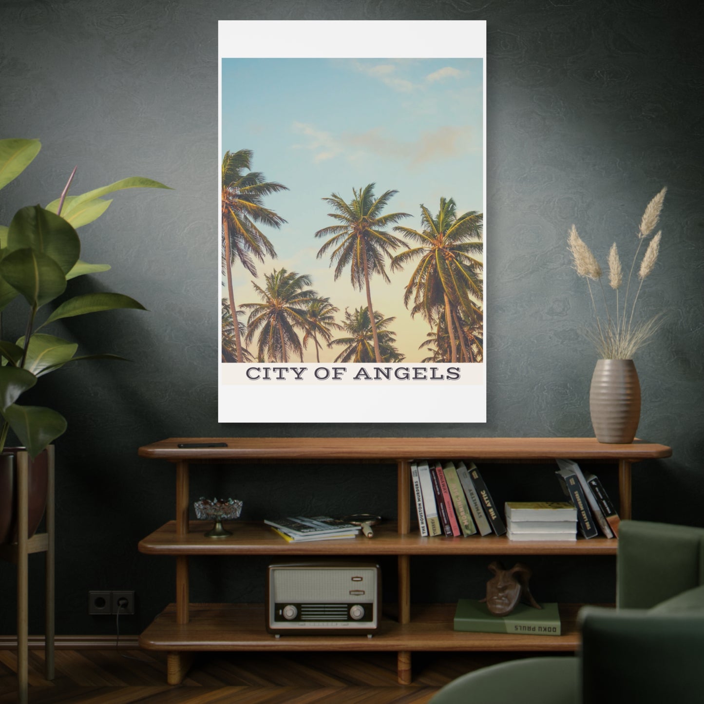 Tropical Palm Tree Canvas Print, City of Angeles Tropical Wall Art, Los Angeles Beach Decor, California Nature Photography, Home Decoration, Gift for Beach Lovers