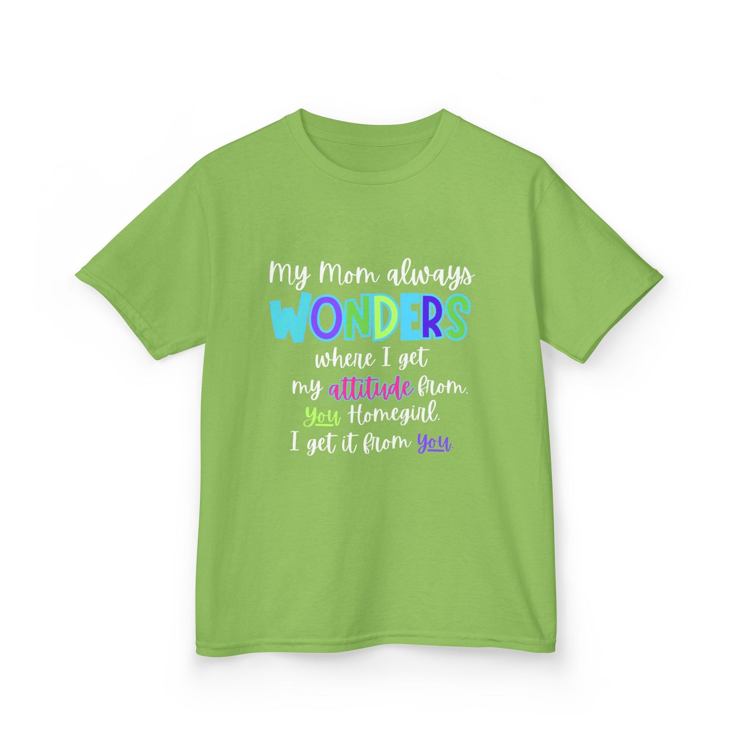 Colorful Kids Tee: 'My Mom Wonders Where I Get My Attitude From' | Fun Gift for Birthdays, Holidays, Everyday Wear, Unique Kids Apparel
