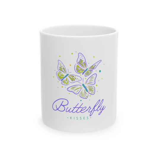 Butterfly Kisses Ceramic Mug | Butterfly Lover Gift, Cute Tea Cup, Nature Decor, Butterfly Enthusiast, Mother's Day Gift, Eco-Friendly