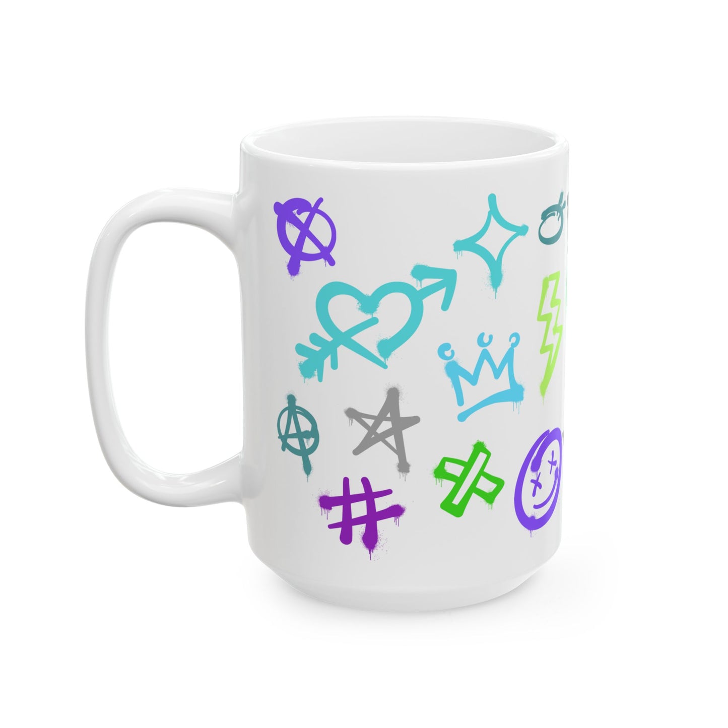 SMILE Vibrant Graffiti Ceramic Mug, Art Mug, Unique Gift, Inspirational Mug, Coffee Cup, Fun Drinkware