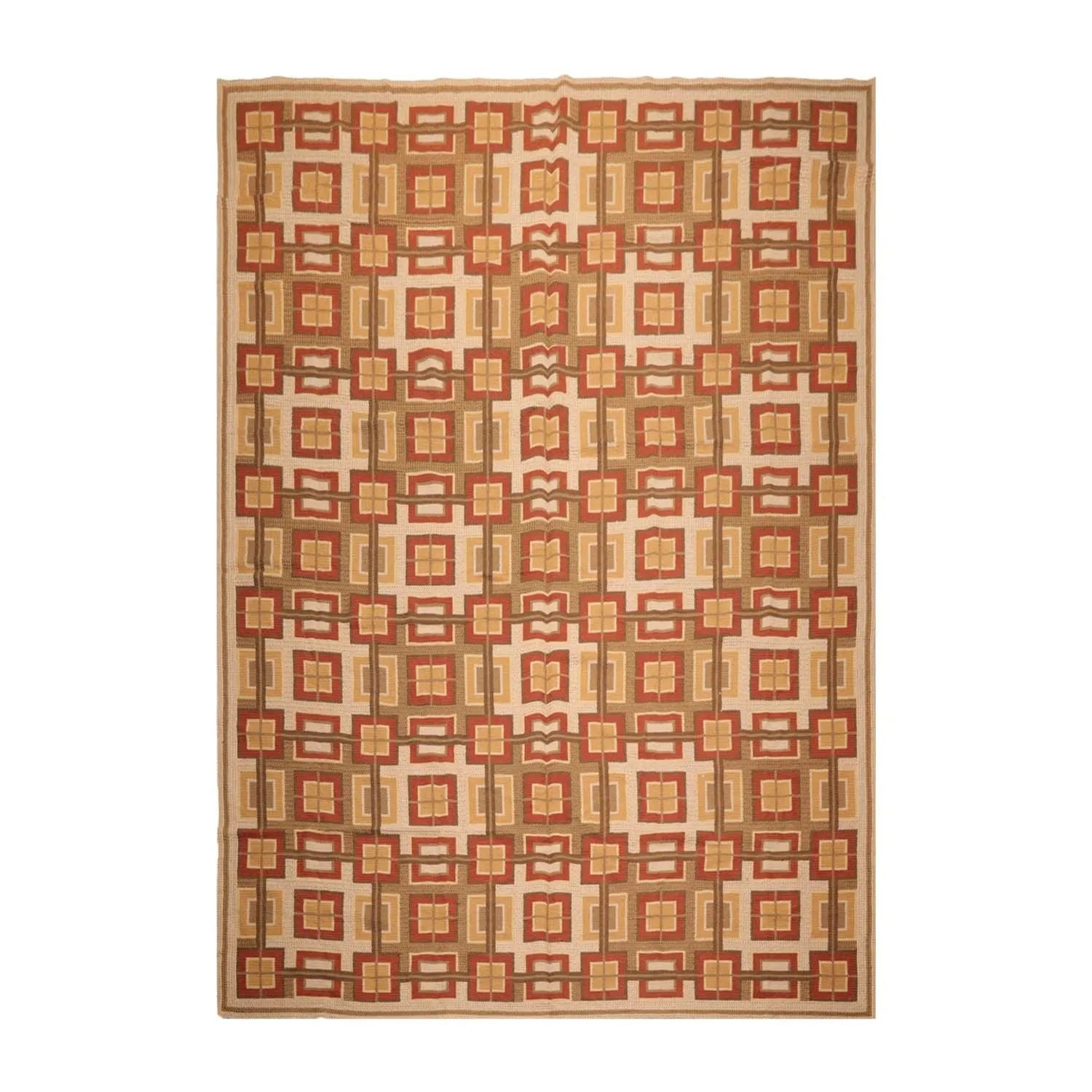 9x12 Hand Woven Wool French Aubusson Needlepoint Area Rug Beige-1