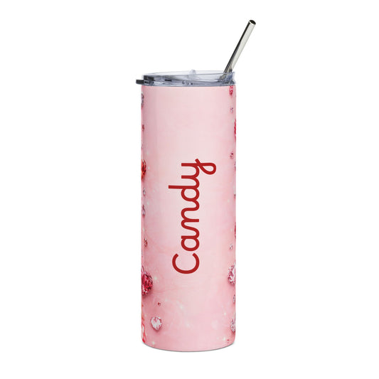 Customized Strawberry Drip Candy Script Tumbler | 20oz Stainless Steel