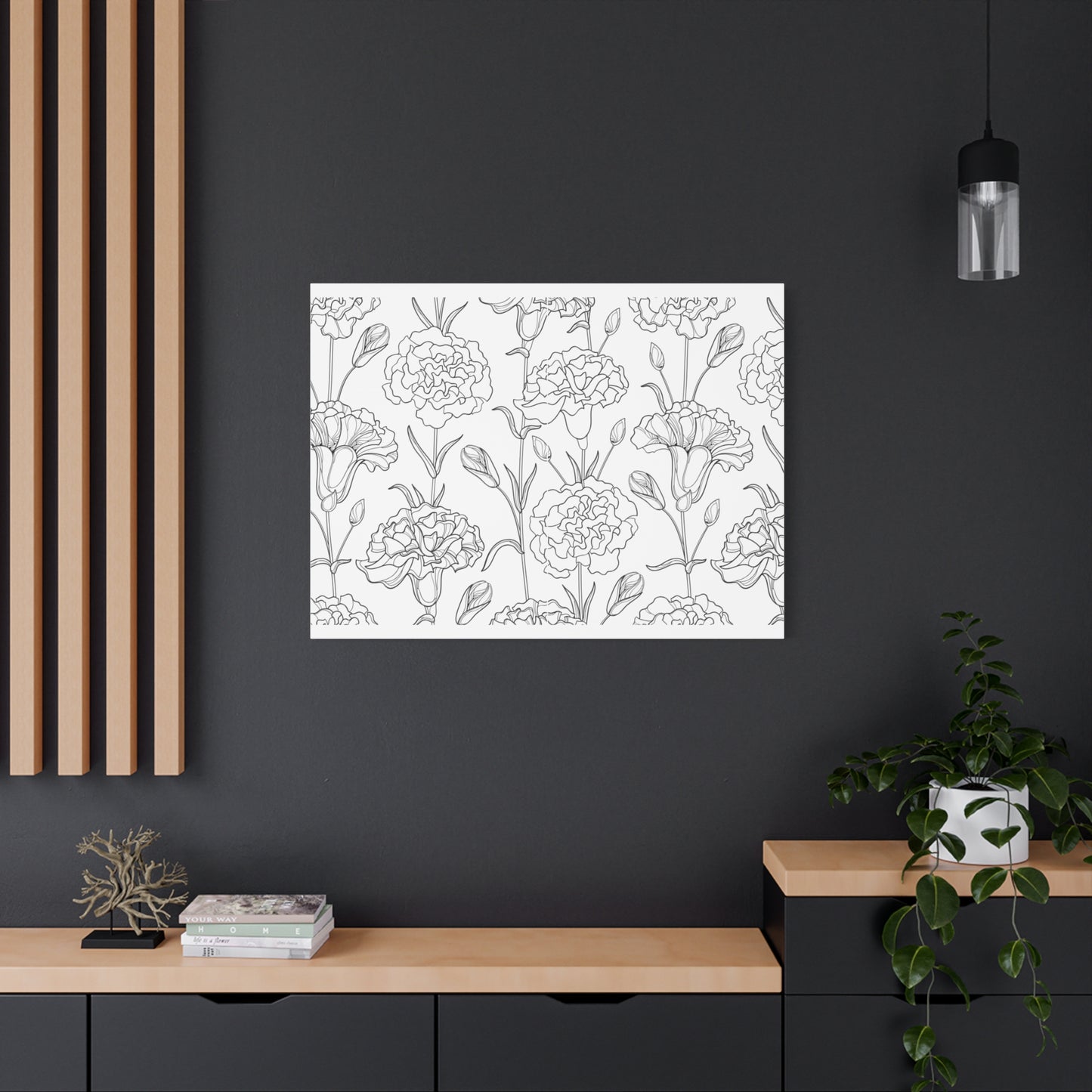 Floral Canvas Art, Stretched Wall Decor, Home Gift, Botanical Print, Modern Design, Matte Finish